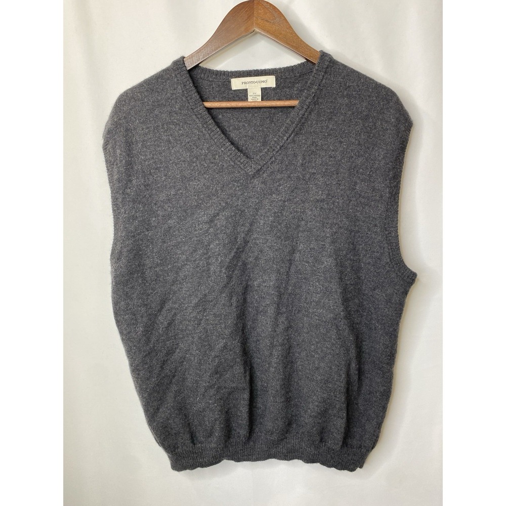 Pronto Uomo Men's Soft Merino Wool Sweater Vest Preppy Career Wear Fall Grandpa